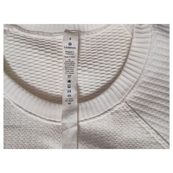Lululemon Top 4 Womens White Rest Less Pullover Any Nylon Shirt Breathable Solid - Picture 5 of 5